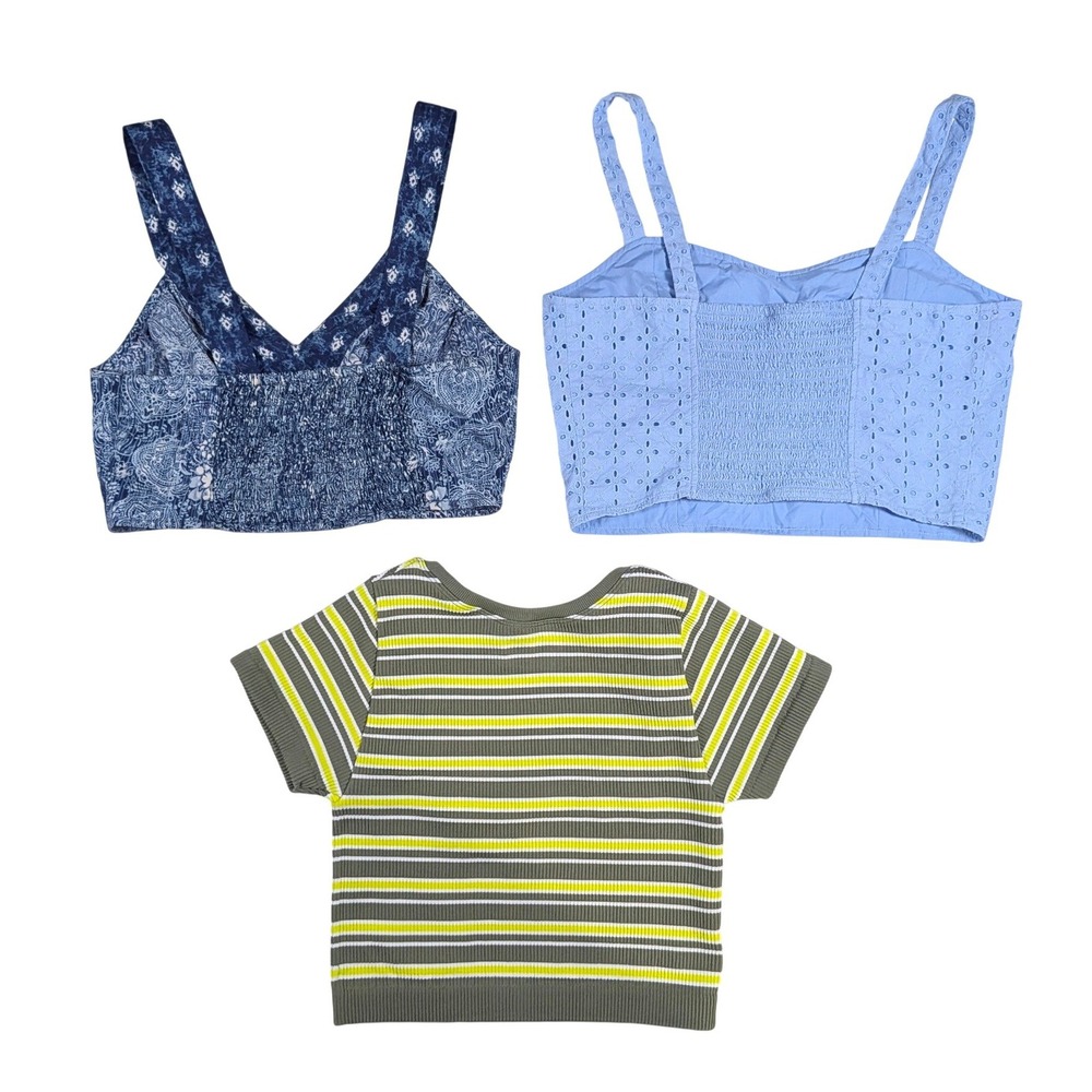 Ecote Express OFFLINE by Aerie Crop Top Bundle Boho Striped Blue Green Sz Small - Picture 2 of 11